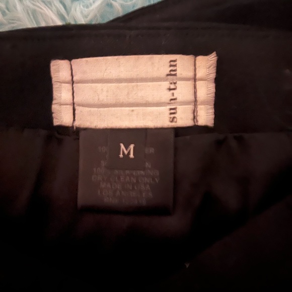 NWOT Awesome Adjustable Cut Out Merino Wool Skirt with Leather Draping - Picture 2 of 3